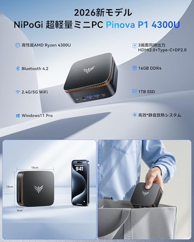 一万円台で買えるミニPC。「NiPoGi miniPC AK1PLUS N100搭載モデル